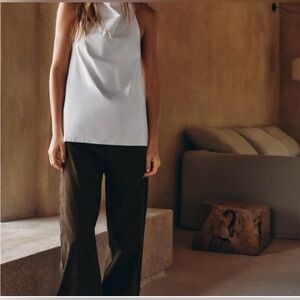 Zara White Apron Blouse